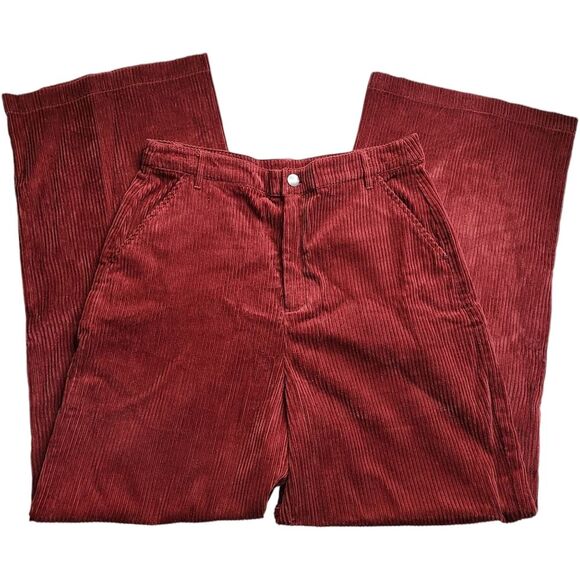 Forever 21 Bohemian Size Large Reddish Brown High-Rise Wide-Leg Corduroy Pants - Picture 5 of 12